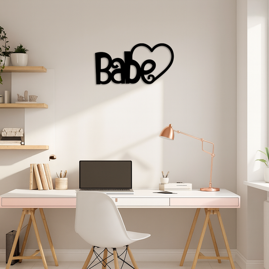 Babe Heart Silhouette Metal Wall Art – Modern Typography Design - KAFGP045 - Tampa Home & Garden Store