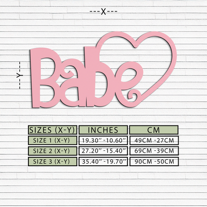 Babe Heart Silhouette Metal Wall Art – Modern Typography Design - KAFGP045 - Tampa Home & Garden Store
