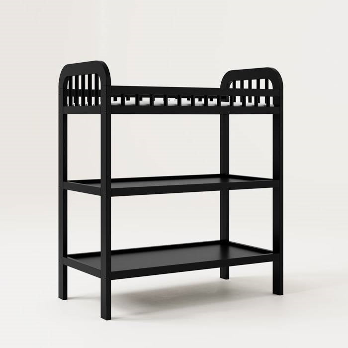 Baby Changing Table in Black Wood Finish with Safety Rail and Changing Pad - Tampa Home & Garden Store