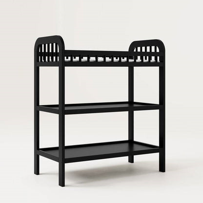 Baby Changing Table in Black Wood Finish with Safety Rail and Changing Pad - Tampa Home & Garden Store