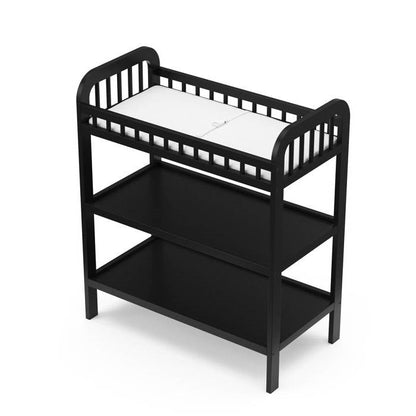 Baby Changing Table in Black Wood Finish with Safety Rail and Changing Pad - Tampa Home & Garden Store