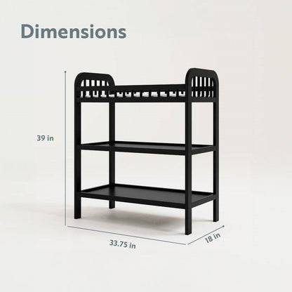 Baby Changing Table in Black Wood Finish with Safety Rail and Changing Pad - Tampa Home & Garden Store