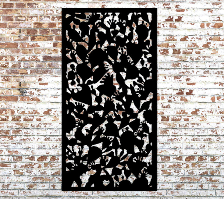 Outdoor privacy screen metal wall sculpture black with botanical leaf cutouts 46-inch Rustica on Tampa Home & Garden Store