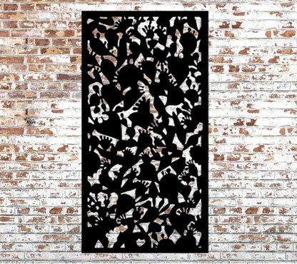 Outdoor privacy screen metal wall sculpture black with botanical leaf cutouts 46-inch Rustica on Tampa Home & Garden Store