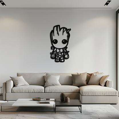Baby Groot Silhouette Metal Wall Art – Cute Comic Character Metal Decor for Kids and Fans- KAF636 - Tampa Home & Garden Store
