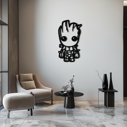 Baby Groot Silhouette Metal Wall Art – Cute Comic Character Metal Decor for Kids and Fans- KAF636 - Tampa Home & Garden Store