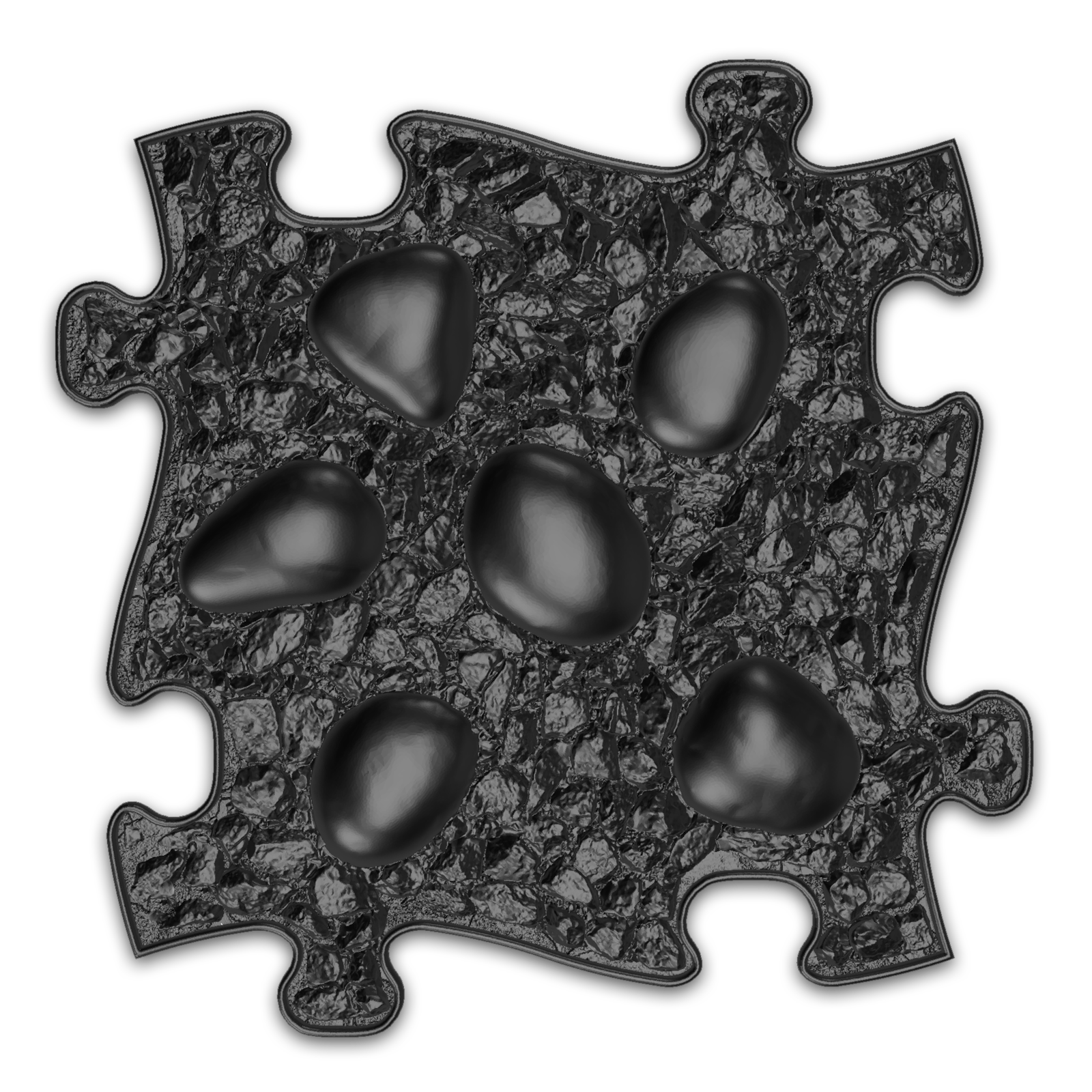 Tots Vision Puzzle Set play mats by TINNITOTS, gray rocky texture with black pebble-like shapes on Tampa Home & Garden Store