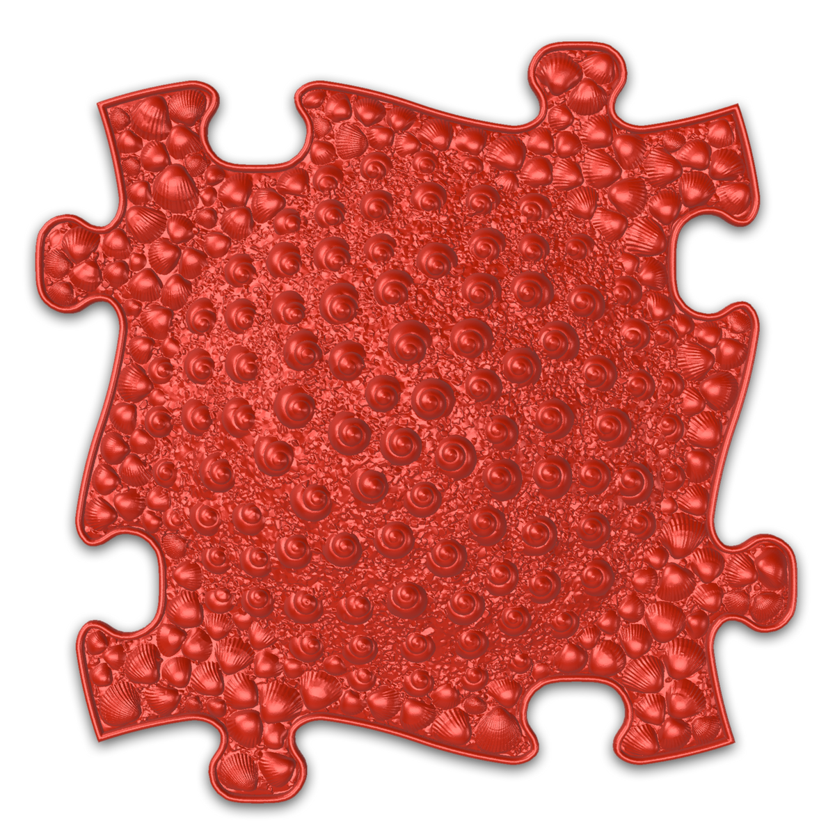 Tots Vision Puzzle Set play mat red with shell pattern and interlocking edges on Tampa Home & Garden Store