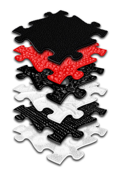 Tots Vision Puzzle Set play mats, black red and white interlocking pieces with textured surface on Tampa Home & Garden Store