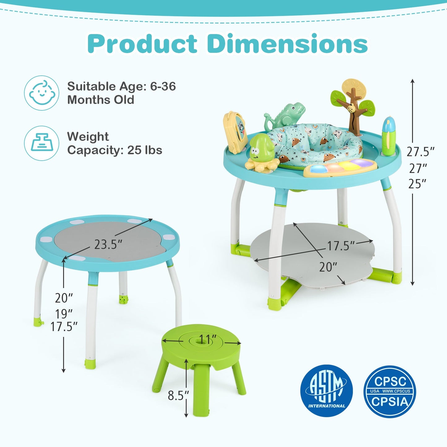 5-in-1 Baby Activity Center Interactive Bounce Seat with Removable Toys
