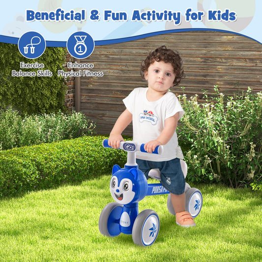 Baby Balance Bike No Pedal Lightweight Infant 4 Wheels Baby Bicycle-Blue - Tampa Home & Garden Store
