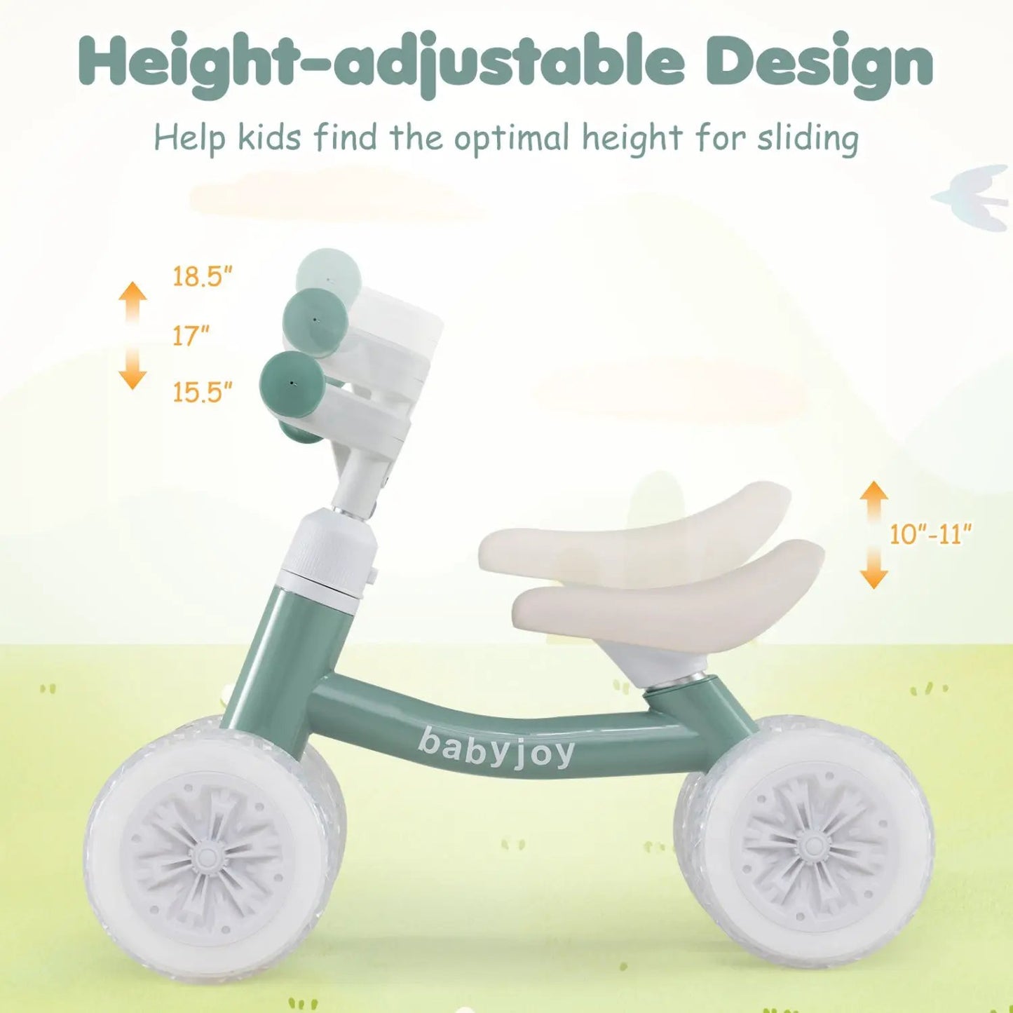 Baby Balance Bike with Adjustable Handlebar Seat