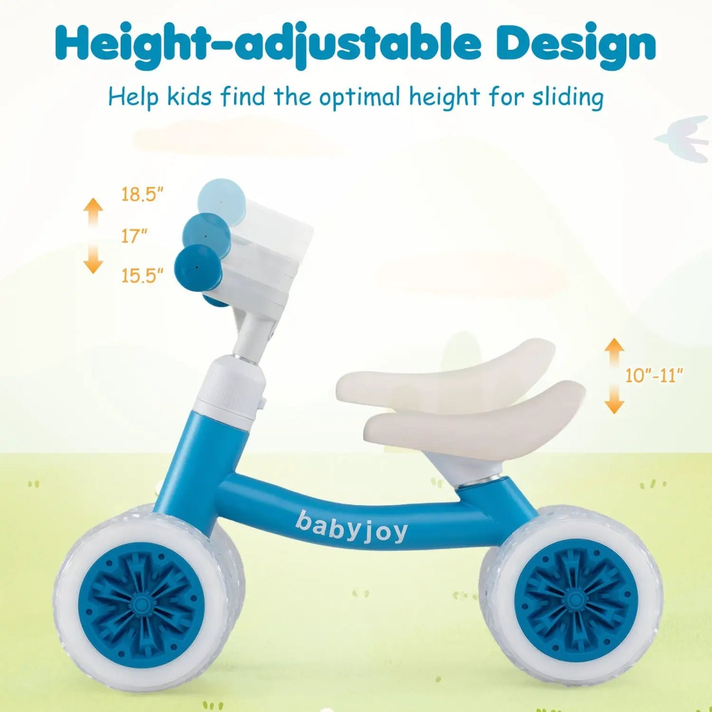 Baby Balance Bike with Adjustable Handlebar Seat