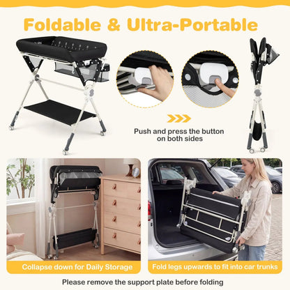 Foldable Baby Changing Table with Storage Bag