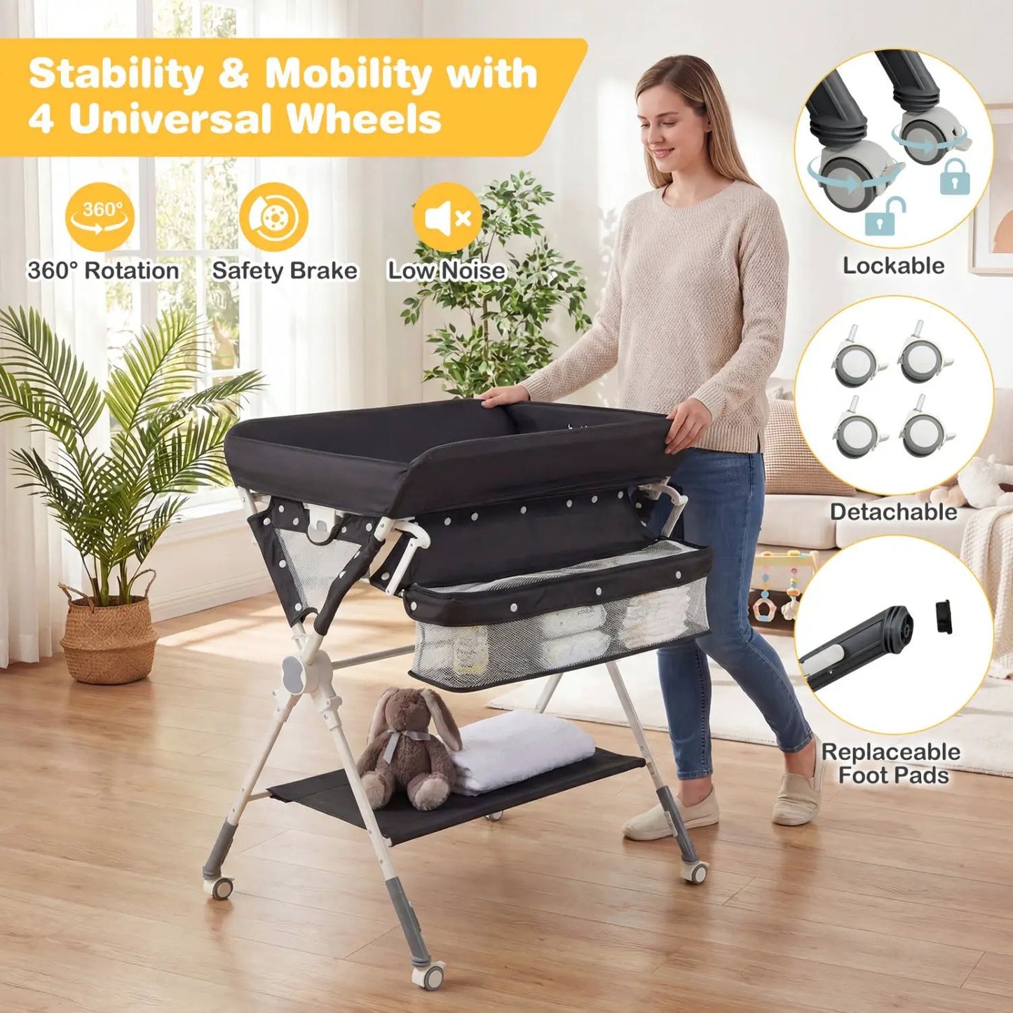 Foldable Baby Changing Table with Storage Bag