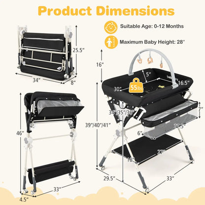 Foldable Baby Changing Table with Storage Bag