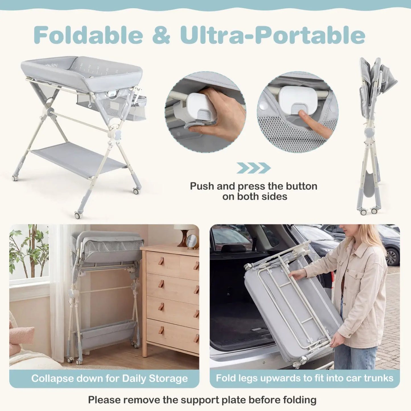 Foldable Baby Changing Table with Storage Bag