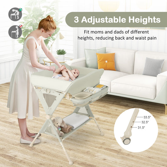 Baby Diaper Changing Table with Water Basin Wheel - Tampa Home & Garden Store