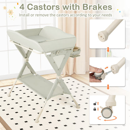 Baby Diaper Changing Table with Water Basin Wheel