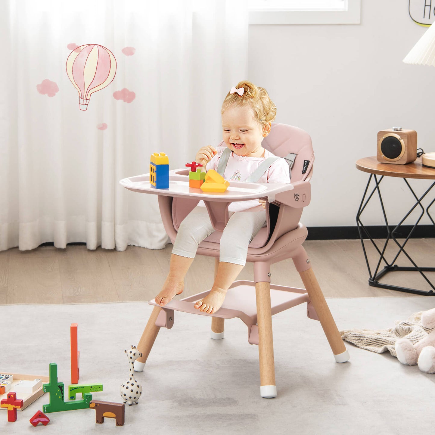 6-in-1 Baby High Chair with Removable Dishwasher and Safe Tray-White