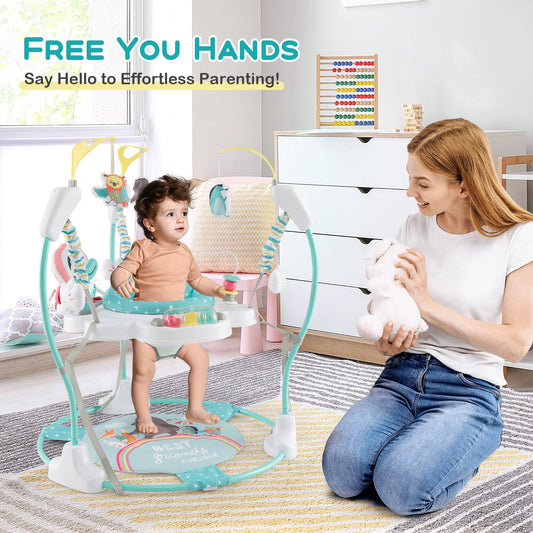 Baby Activity Center Height Adjustable Baby Bouncing Saucer with Interactive Toys - Tampa Home & Garden Store
