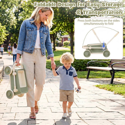 Push Walker With Storage Basket Foldable Handle