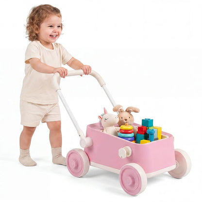Push Walker With Storage Basket Foldable Handle