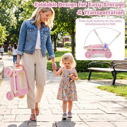 Push Walker With Storage Basket Foldable Handle