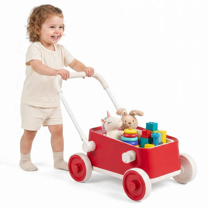 Push Walker With Storage Basket Foldable Handle
