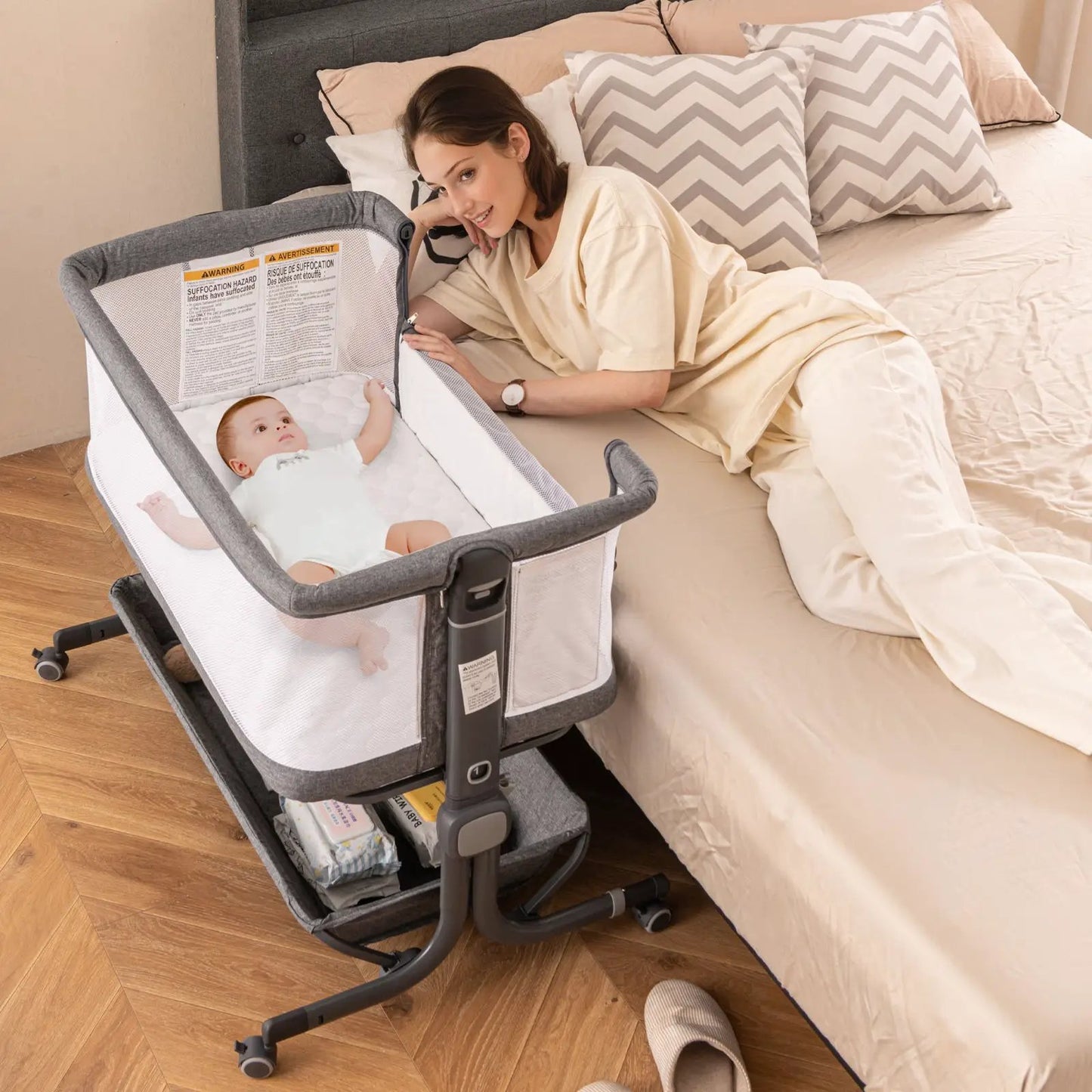 Bedside Sleeper Bassinet with 6 Level Height
