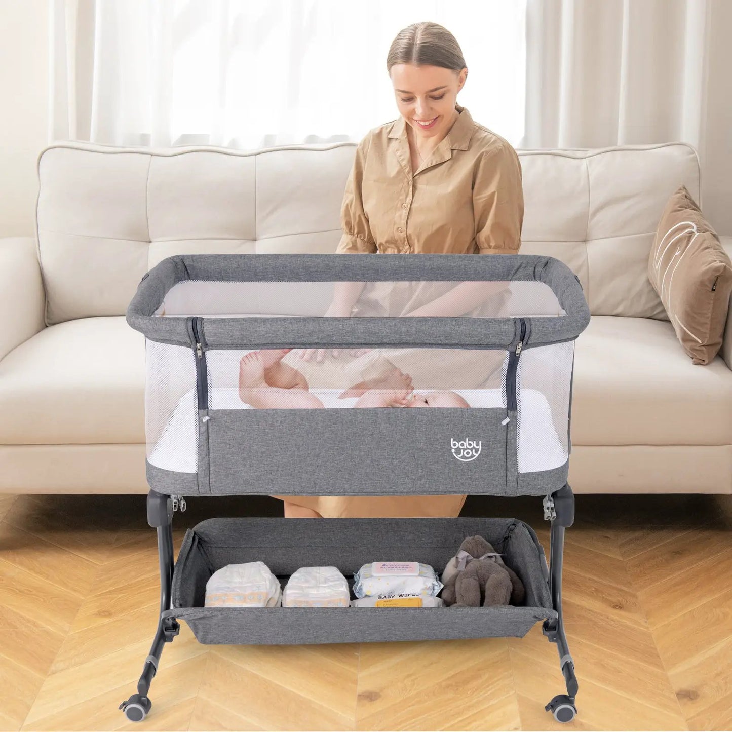 Bedside Sleeper Bassinet with 6 Level Height