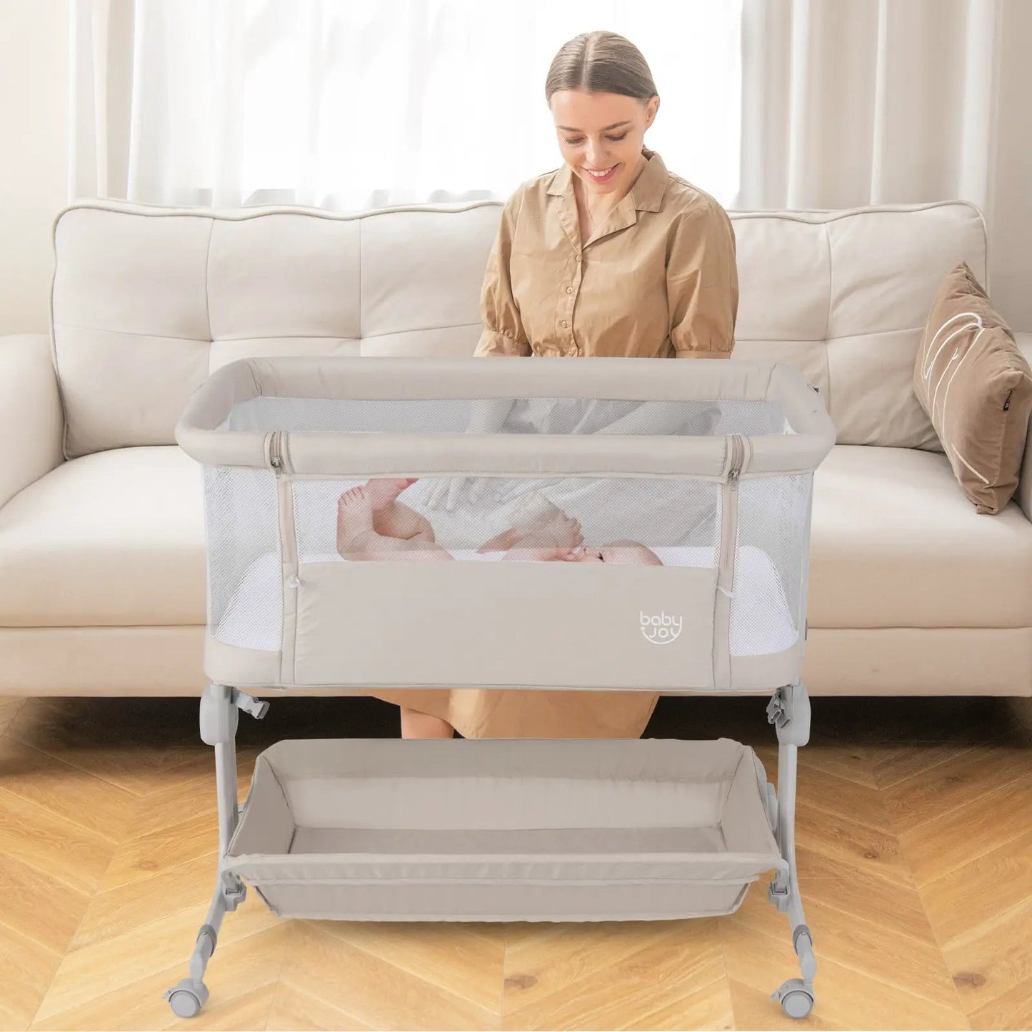 Bedside Sleeper Bassinet with 6 Level Height