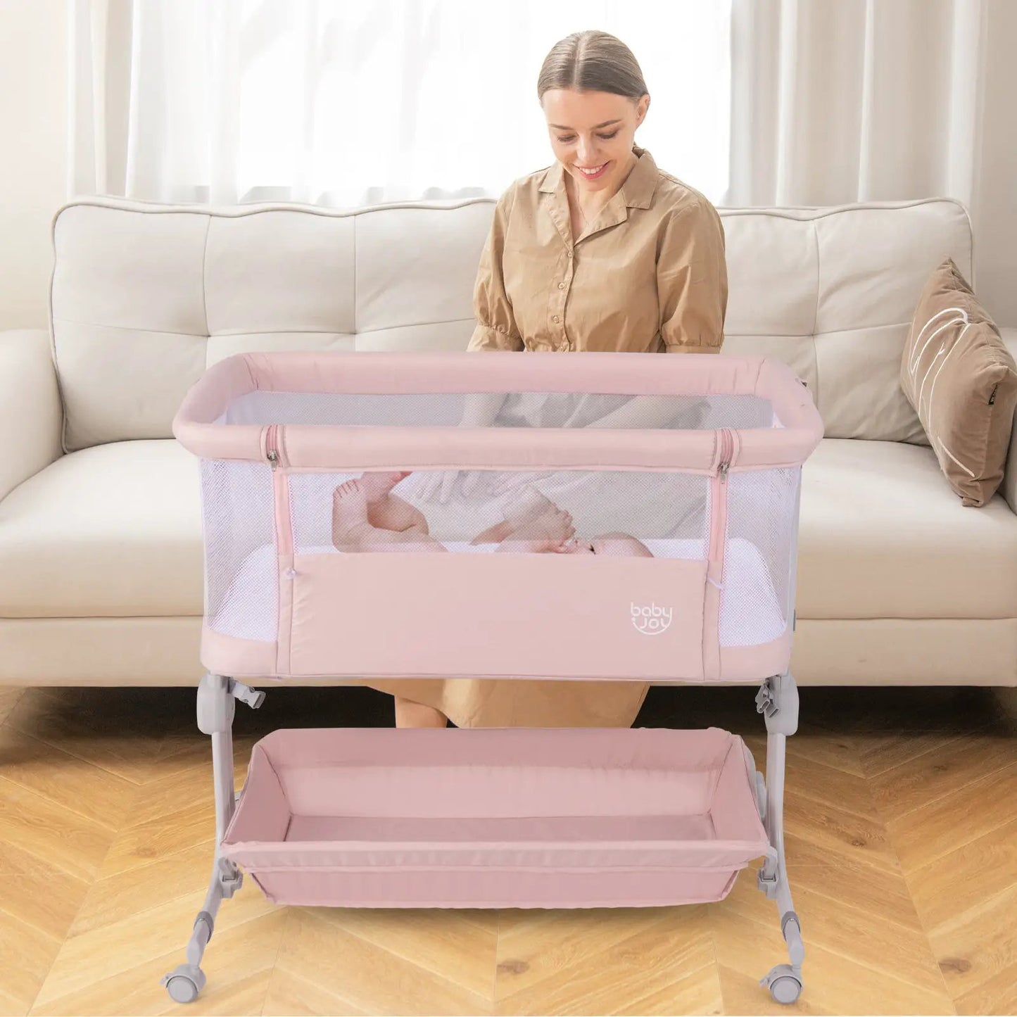 Bedside Sleeper Bassinet with 6 Level Height