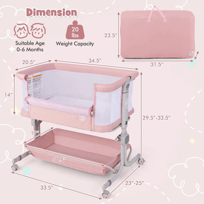 Bedside Sleeper Bassinet with 6 Level Height