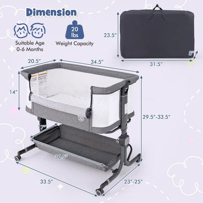 Bedside Sleeper Bassinet with 6 Level Height
