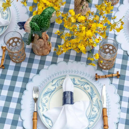Wave Napkin with Coastal Wave Trim White cloth napkin by Talah Home on Tampa Home & Garden Store