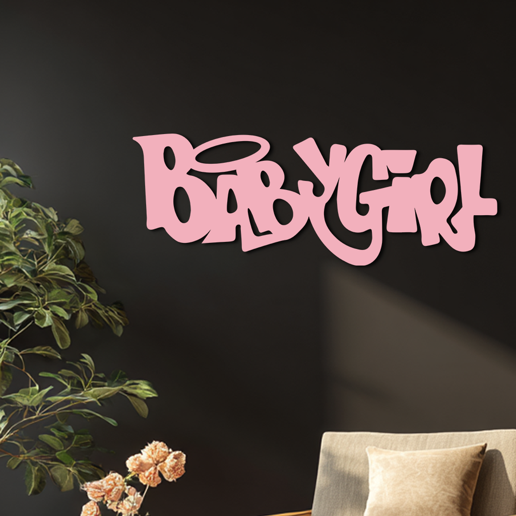 Babygirl Text Metal Wall Art – Modern Typography Home Decor - KAFGP086 - Tampa Home & Garden Store