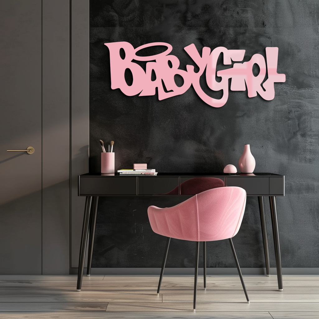 Babygirl Text Metal Wall Art – Modern Typography Home Decor - KAFGP086 - Tampa Home & Garden Store