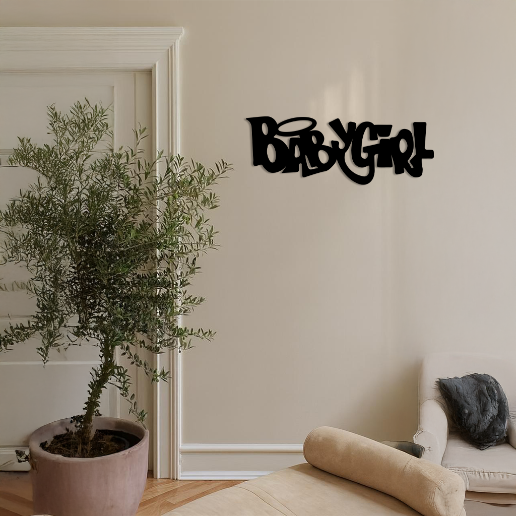 Babygirl Text Metal Wall Art – Modern Typography Home Decor - KAFGP086 - Tampa Home & Garden Store