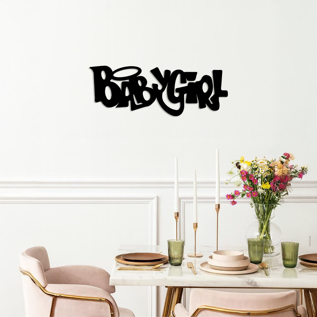 Babygirl Text Metal Wall Art – Modern Typography Home Decor - KAFGP086 - Tampa Home & Garden Store