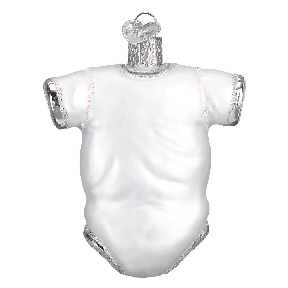 Babys First Christmas White Baby Onesie Glass Ornament - Tampa Home & Garden Store