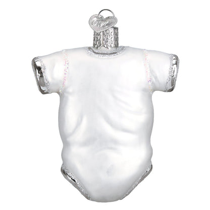 Babys First Christmas White Baby Onesie Glass Ornament - Tampa Home & Garden Store