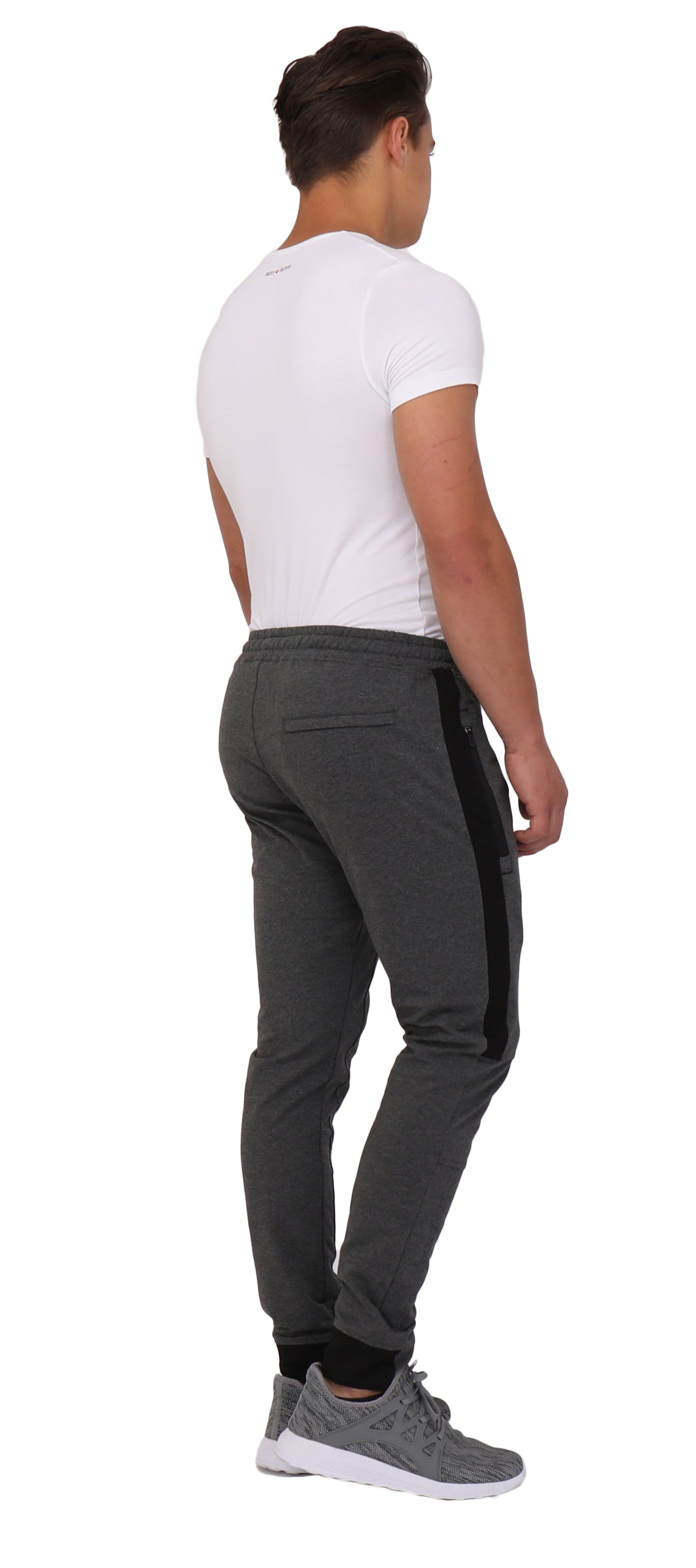 Infinite Flex Jogger Tall Fit gray men's joggers with black side stripe SCR Sportswear on Tampa Home & Garden Store