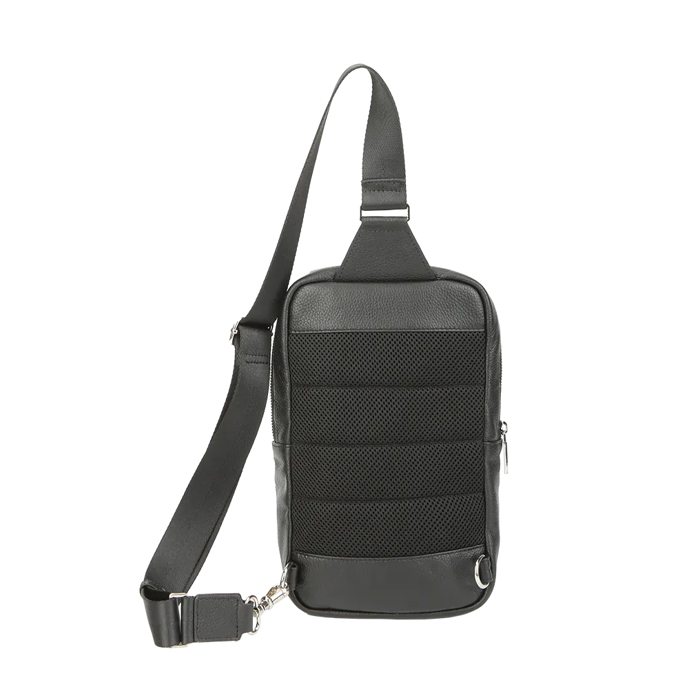 Sac bandoulière en cuir pleine fleur grainé noir pour homme – Voyage et usage quotidien
