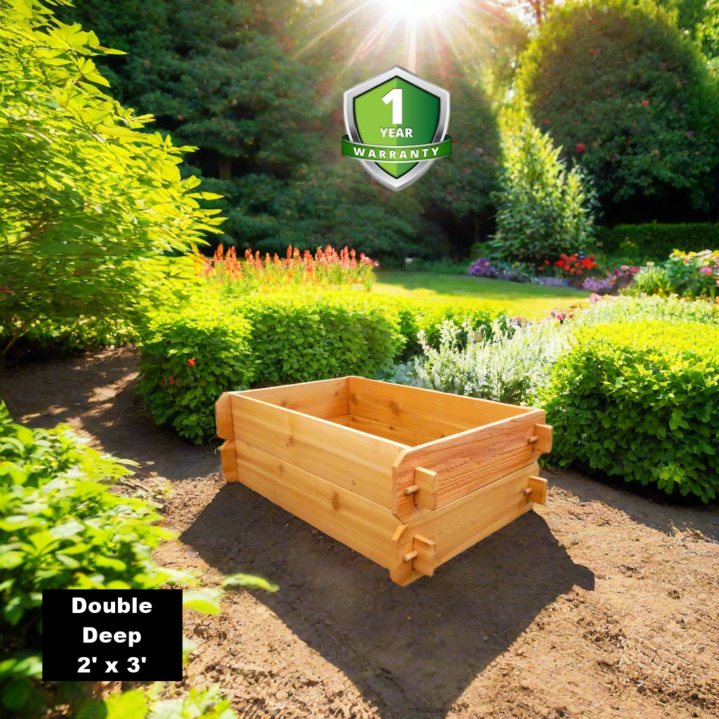 Raised garden bed kit by Timberlane Gardens, double deep cedar wood 2' x 3' on Tampa Home & Garden Store