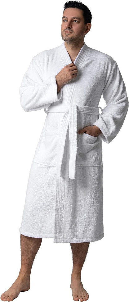 Bagno Milano Men’s 100% Organic Turkish Cotton Terry Bathrobe – Certified Soft, Absorbent, Kimono-Style Robe for Spa & Lounge - Tampa Home & Garden Store