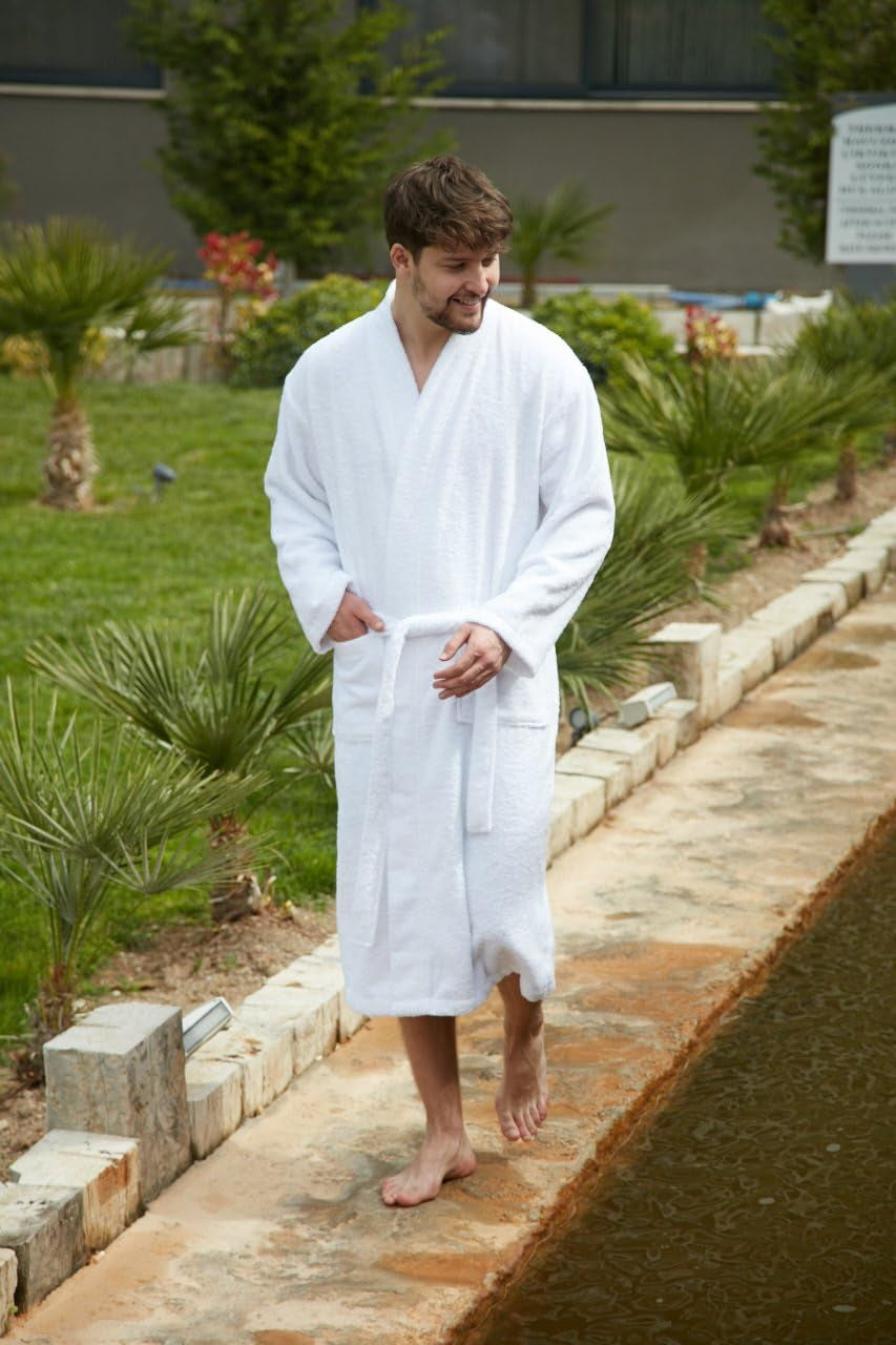 Bagno Milano Men’s 100% Organic Turkish Cotton Terry Bathrobe – Certified Soft, Absorbent, Kimono-Style Robe for Spa & Lounge - Tampa Home & Garden Store