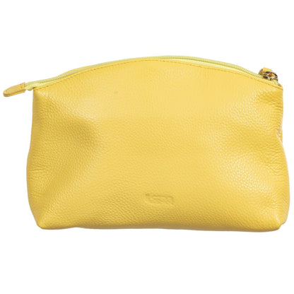 Sophia Full Grain Leather Storage Pouch yellow leather with zipper MiamiLeathers.com on Tampa Home & Garden Store