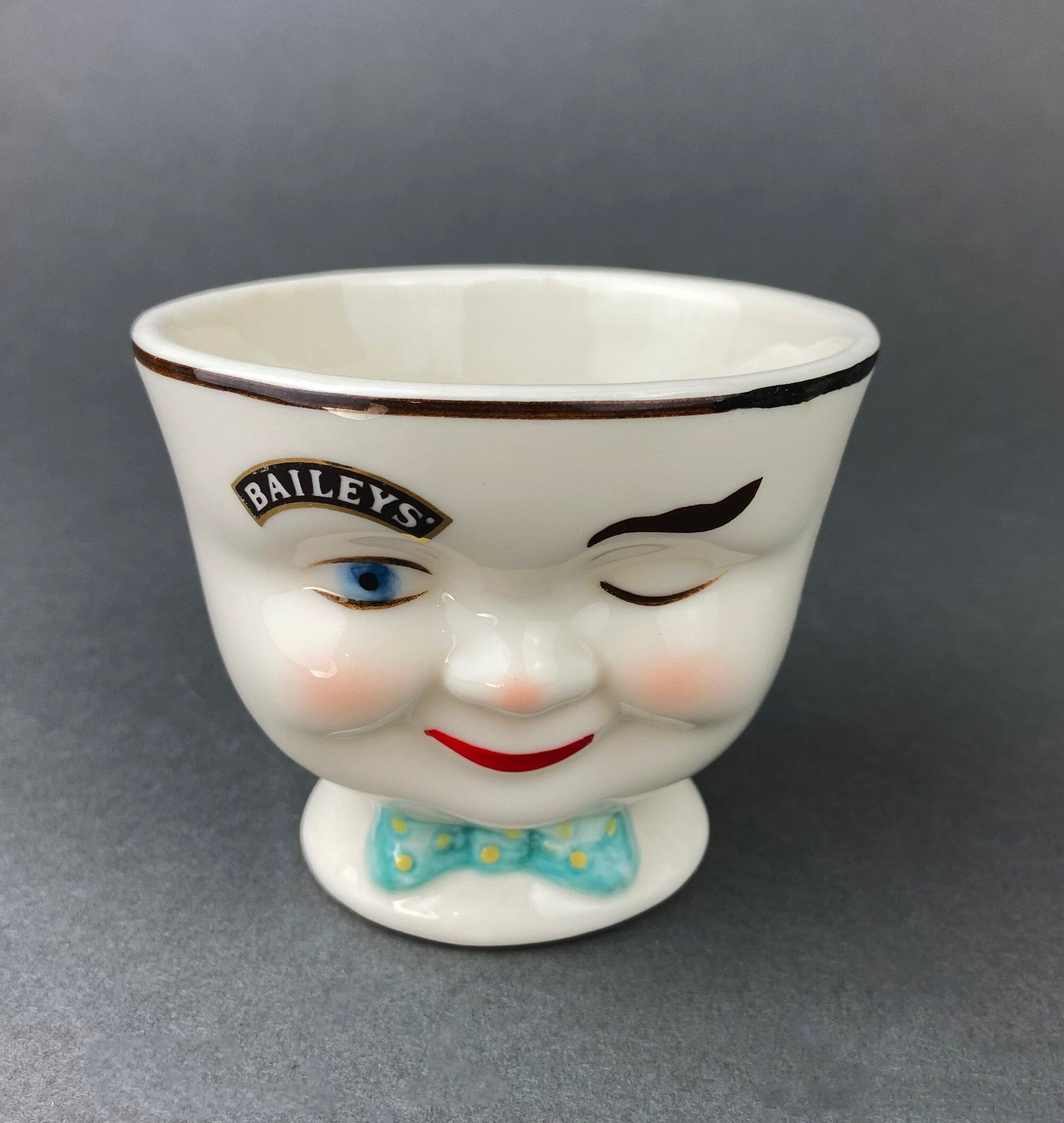 Bailey's Winking Face Creamer with Blue Bow.  Yum Collectible Creamer.  Limited Edition. - Tampa Home & Garden Store
