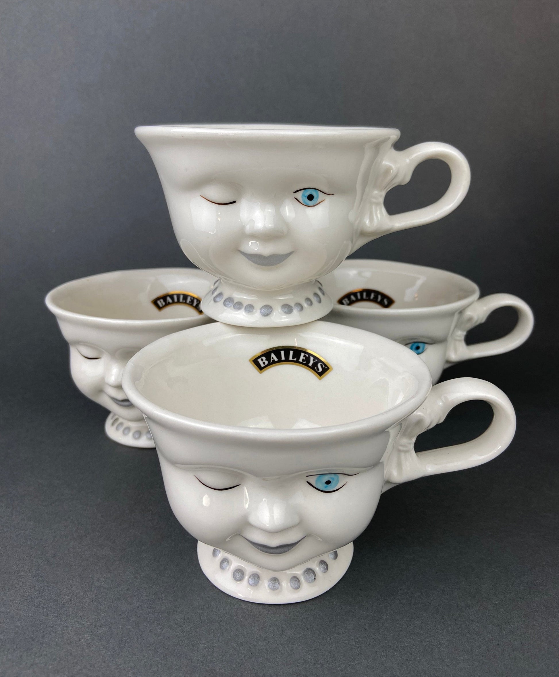 Bailey's Winking Face Creamer with Blue Bow.  Yum Collectible Creamer.  Limited Edition. - Tampa Home & Garden Store